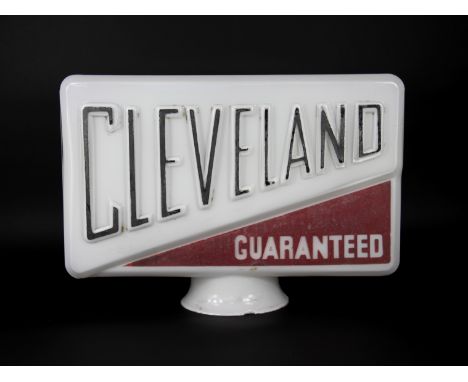 A Cleveland 'Guaranteed' glass petrol pump globe, with raised lettering, 36 x 51cm