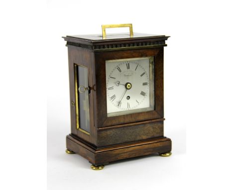 A Regency rosewood mantel time piece by Ganthony Cheapside, London, with silvered Roman numeral dial and single fusee movemen