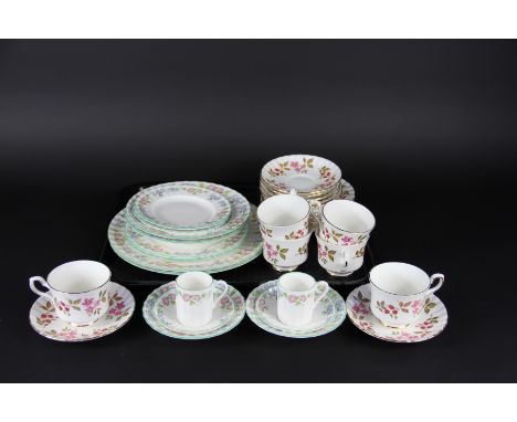 A Royal Worcester English Garden pattern set, to include; two coffee cans, two saucers, two side plates, two soup bowls, two 