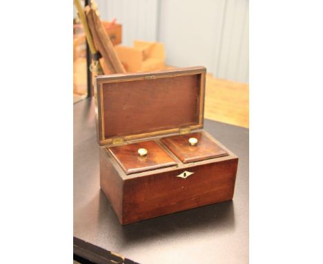 A George IV mahogany two division tea caddy, 23cm wide