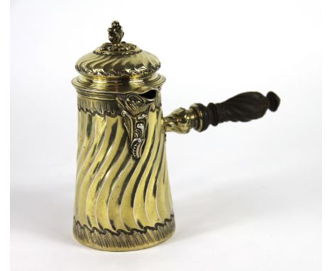A French silver gilt chocolate pot, Bointaburet, Paris, late 19th century, of conical, wrythen moulded form and with cast aca