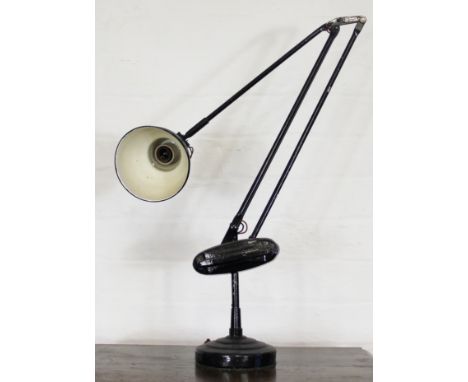 A vintage anglepoise lamp, with label ERWPIZ, patent 647785, some damage and paint wear to the top, fitting loose, 68cm