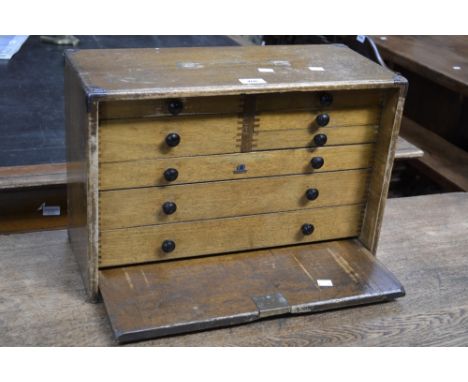 A Moore and Wright oak engineers portable tool chest