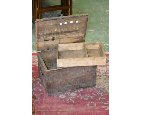 An early 20th century carpenters pine tool chest.
