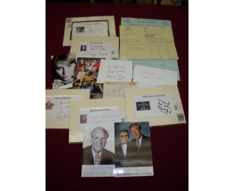 Selection of signed variety entertainment memorabilia including Stanley Baxter card, George Sewell card, Bruce Forsyth card, 