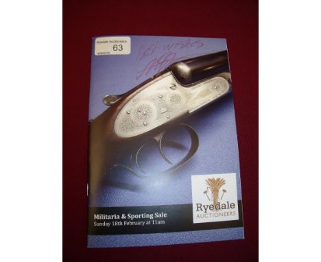 Signed Ryedale Auctioneers Military & Sporting Sale catalogue signed by Celebrity Auctioneer & Antiques Expert Angus Ashworth