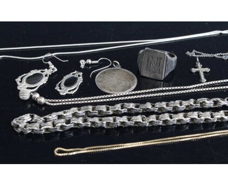John Pinches of London - a silver gilt Winnie the Pooh pendant on neck chain; together with various silver and white metal co