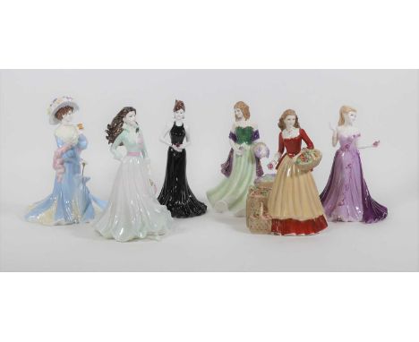 A collection of six Royal Worcester and Coalport figures of ladies, largest height 22cmAll appear in good condition, free fro