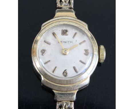 A Zenith lady's 9ct gold manual wind bracelet watch, 12.6g, case dia. 17mm