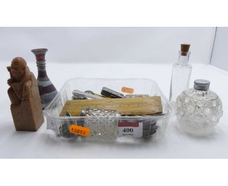 A collection of miscellaneous items to include Roman style glass vase, a Chinese carved hardstone seal, flat ware etc