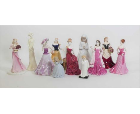 A collection of 11 porcelain figures, to include Royal Worcester, Coalport and Royal Doulton, largest height 25cmLeonardo Col