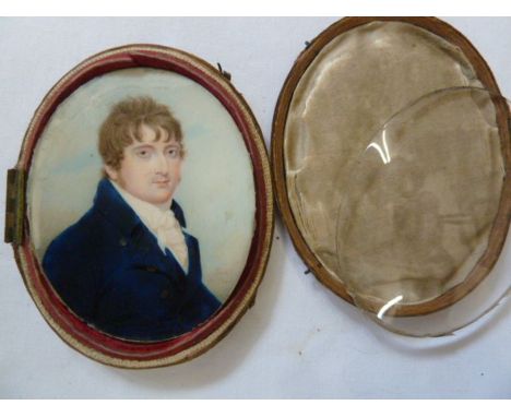 Sampson Towgood Roche (1759-1847) head and shoulders miniature on ivory, portrait of a young man, signed and dated 'Roch 1804