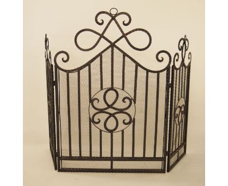 Modern Oka wrought metal three-fold firescreen