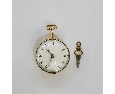 George III silver gilt pair-cased pocket watch with white enamel dial, Roman numerals, the watch back inscribed 'Jno Gortly, 