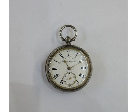 Silver open-faced railway watch, Chester 1878, the white enamel dial marked 'Thomas Wheeler, Preston, Railway Watch Manufactu