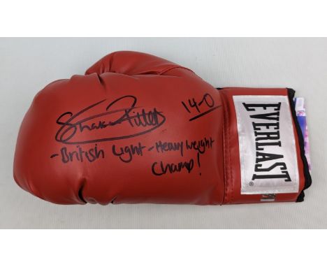 Red Everlast signed boxing glove Shakan Pitters signed Left Hand British Light-Heavyweight Champion Certificate and picture i