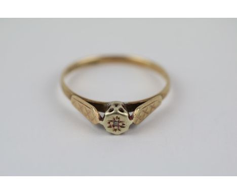 Ladies 9ct Gold Diamond set solitaire ring Size M. 1.2g total weight 