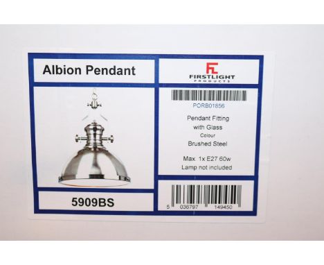 Boxed Albion Pendant Brushed Steel Light 