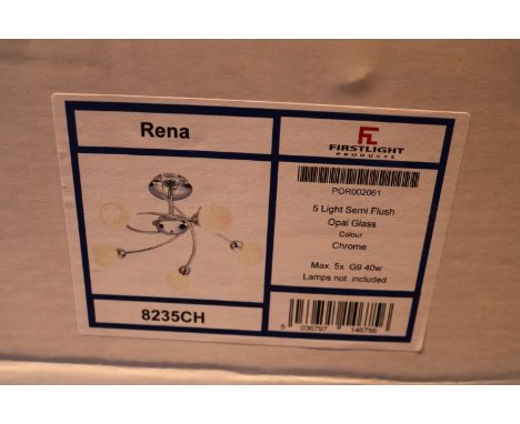 Rena 5 Light Semi Flush Opal glass ceiling light 