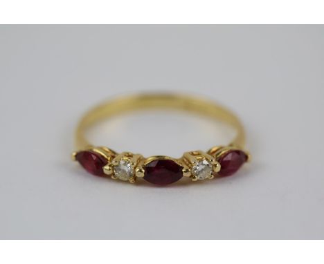 Ladies 14K Gold Ruby &amp; Diamond Size I, 1.2g total weight 