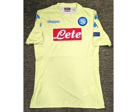 Pepe Reina Kappa Brand Jersey worn for Societa Sportiva Calcio Napoli in the 2016-17 UEFA Champions League Season Size XL wit