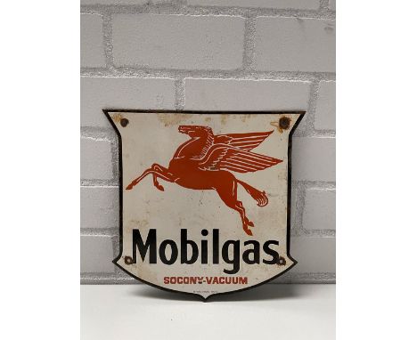 Mobilgas Socony-Vacuum Enamel Sign Height: 35 cm. Width: 34 cm. Depth: 1 cm. Condition: Fair. Location: The Netherlands, Tilb