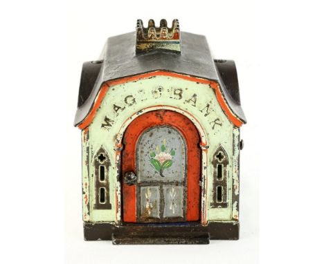 Original 1876 J. & E. Stevens Co. cast iron magic mechanical bank. In working condition with professional touch up paint.  Co