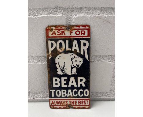 Polar Bear Tobacco Enamel Sign Height: 19 cm. Width: 9 cm. Depth: 1 cm. Condition: Fair. Location: The Netherlands, Tilburg. 