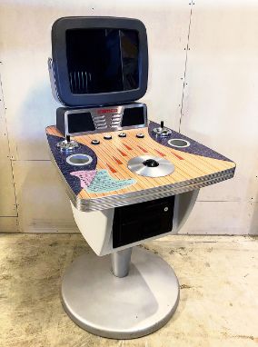 2006 Namco Rockin Bowl-O-Rama arcade game. 1950s themed video bowling game with a retro-futuristic cabinet. In addition to re