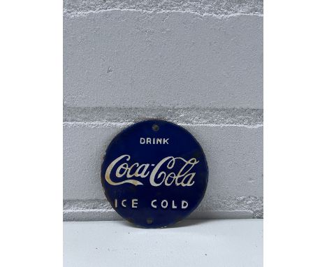 Small Drink Coca-Cola Ice Cold Enamel Sign Height: 10 cm. Width: 10 cm. Depth: 1 cm. Condition: Fair. Location: The Netherlan