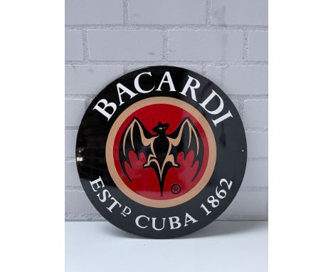 Reproduction Bacardi Logo Enamel Sign Height: 50 cm. Width: 50 cm. Depth: 1 cm. Condition: Very good. Location: The Netherlan