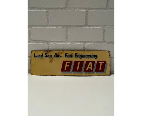 Fiat Engineering Enamel Sign Height: 16 cm. Width: 51 cm. Depth: 1 cm. Condition: Fair. Location: The Netherlands, Tilburg. 