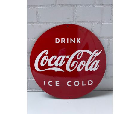 Reproduction Drink Coca-Cola Ice Cold Enamel Sign Height: 50 cm. Width: 50 cm. Depth: 1 cm. Condition: Very good. Location: T