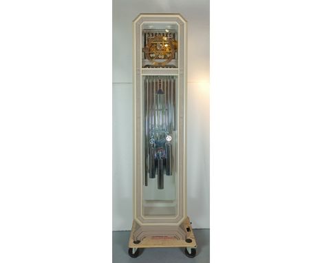 Modern grandfather clock with tubular bell mechanism playing classical German music. The Italian design case is in excellent 