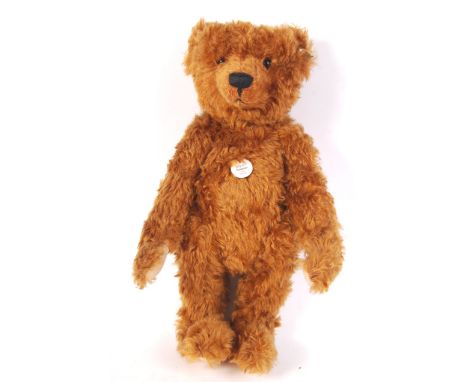 A Steiff made ' 1905 Replica ' teddy bear ' Teddy 50 '. Limited edition of 6,000. Brown long mohair with glass eyes. Complete