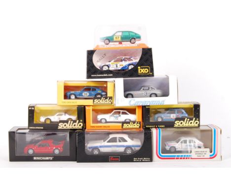 A good collection of 10x assorted 1:43 scale precision boxed diecast model cars. All appear mint, within the original boxes. 