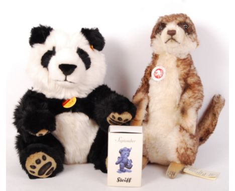 A collection of 3x contemporary Steiff made teddy bears / stuffed animals. All with tags present. To include: ' Manschli ' pa