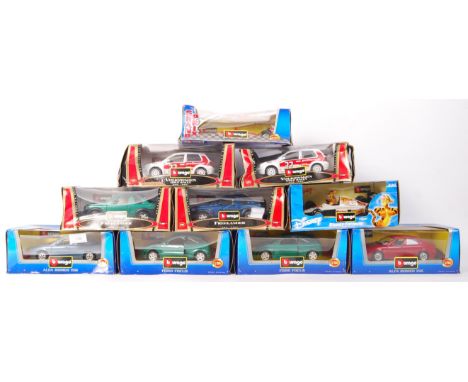 A collection of 10x Burago 1:24 scale precision diecast model cars to include; Laguna Seca , 2x Ford Focus, 2x Freelander, ' 