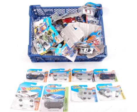A large collection of 40x assorted Mattel made Hot Wheels carded diecast model cars. All ex-shop stock, appearing mint.