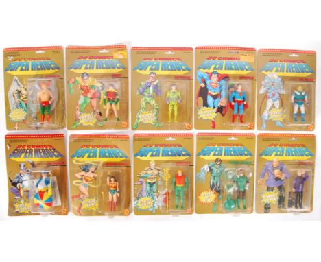 A collection of 10x Toy Biz made ' DC Comics Super Heroes ' carded action figures. Nearly a full set. Comprising: Lex Luthor,