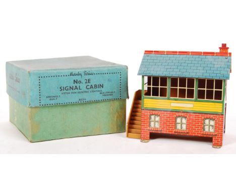 A rare vintage Hornby Series 0 gauge electric ' No. 2E Signal Cabin - Fitted For Electric Lighting '. Appears near mint condi