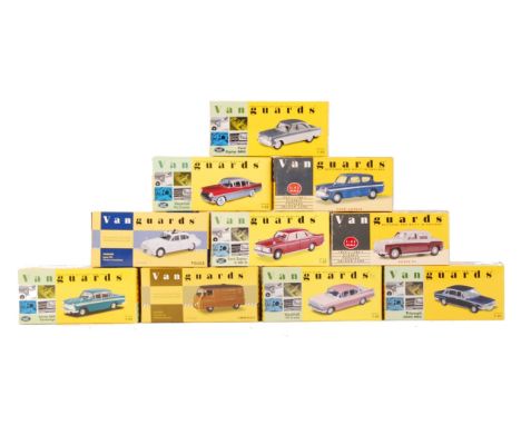 A collection of 10x Vanguards made 1:43 scale diecast model cars. All appear mint, within the original boxes. To include; VA0