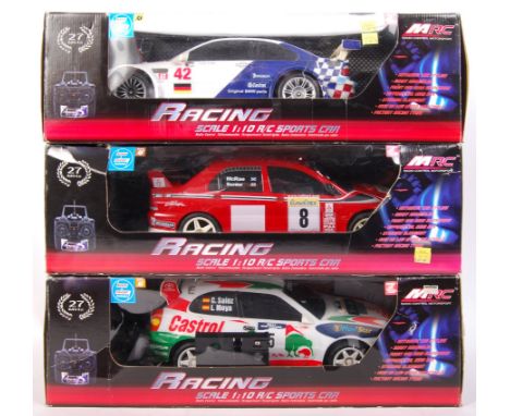 A collection of 3x MARC made RC radio controlled 1:10 scale sports cars to include; BMW M3 GTR , Mitsubishi Evolution VII WRC