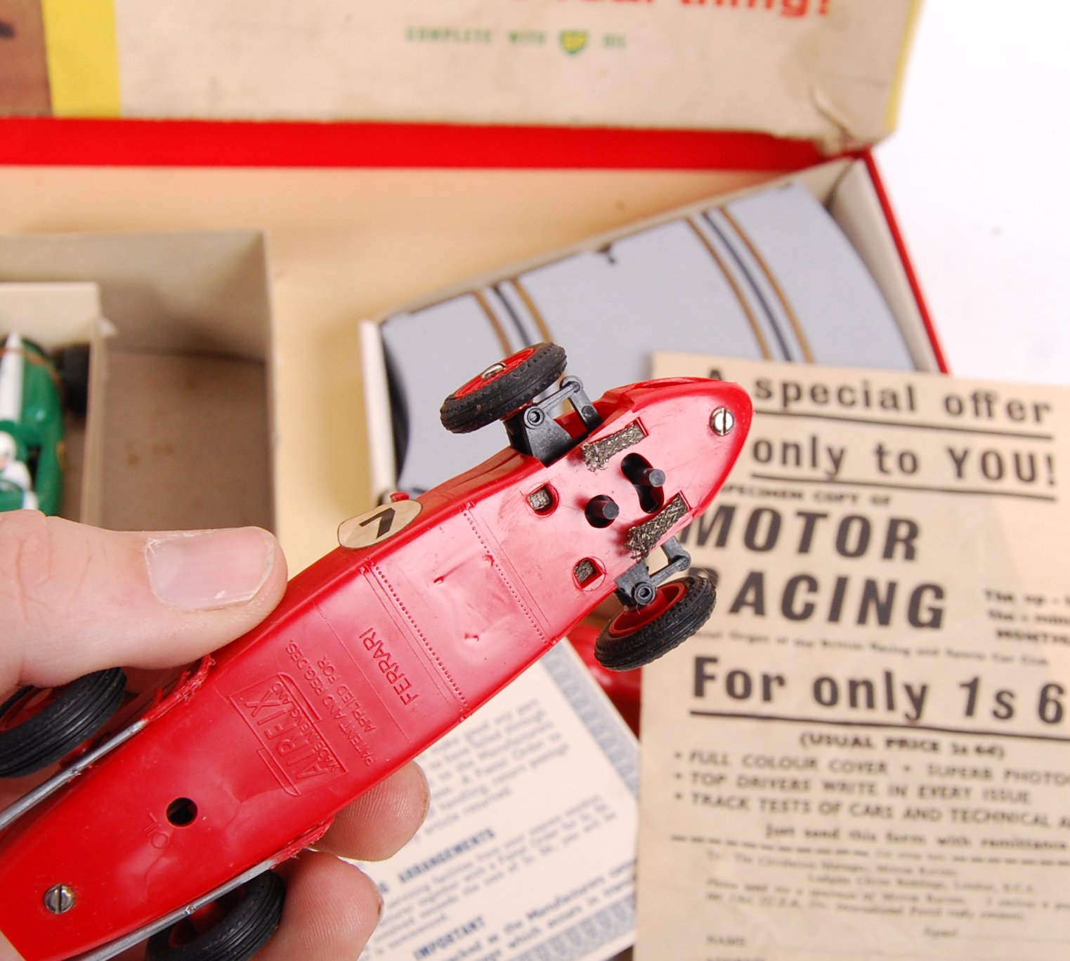 An incredible vintage Airfix ' Motor Racing ' 132 scale slot racing car set, stock condi