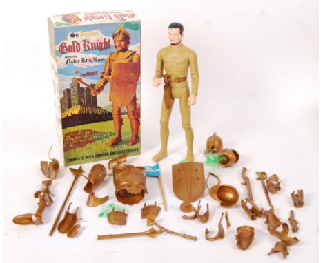 An original Marx Toys made ' Sir Percival - Gold Knight ' action figure from the ' Noble Knight ' series. No. 2081. Presumed 