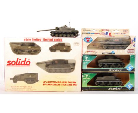 A collection of 5x assorted Solido scale diecast model military armoured vehicles and tank sets, to include; 40th Anniversary