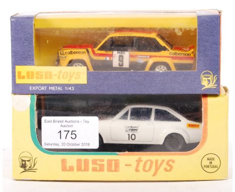 Two vintage Portugese made ' Luso Toys ' 1:43 scale boxed diecast models. Comprising: Ford Escort M29 and another (no label) 