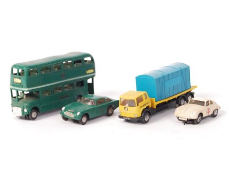 A collection of 4x original vintage Triang Minic Motorways made scale model slot-racing style vehicles. Comprising; Greenline