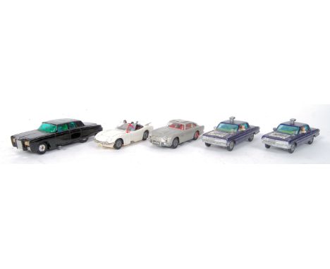 A collection of 5x loose original vintage Corgi diecast scale model cars relating to TV and film. To include; 2x Oldsmobile S