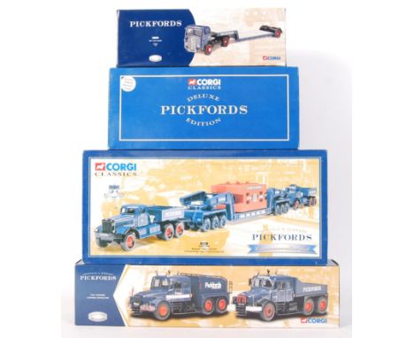 A good collection of 4x Corgi made 1:50 scale ' Pickfords ' haulage related diecast model sets. Comprising: 55201 ' Pickfords